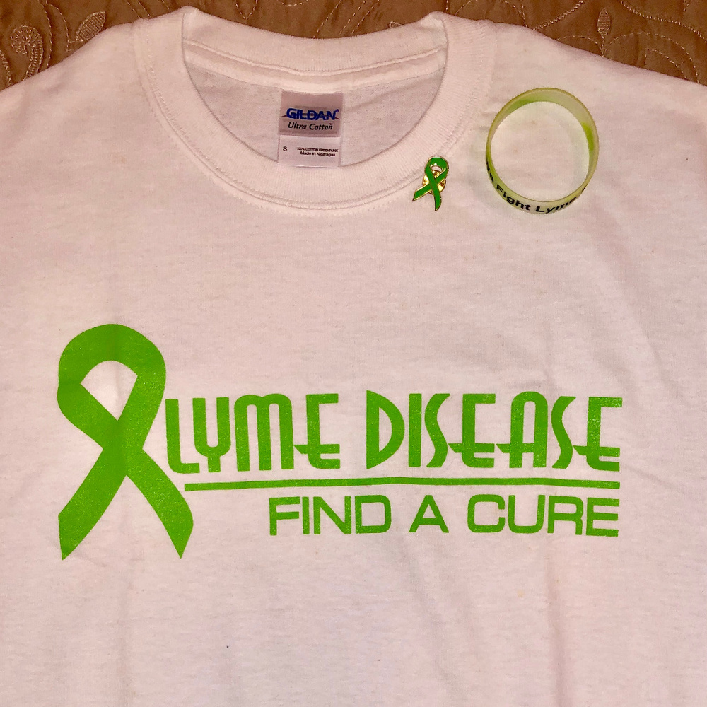 Lyme Disease Shirt (S) & Lyme Awareness Lapel Pin